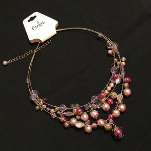 Triple loop beaded necklace
